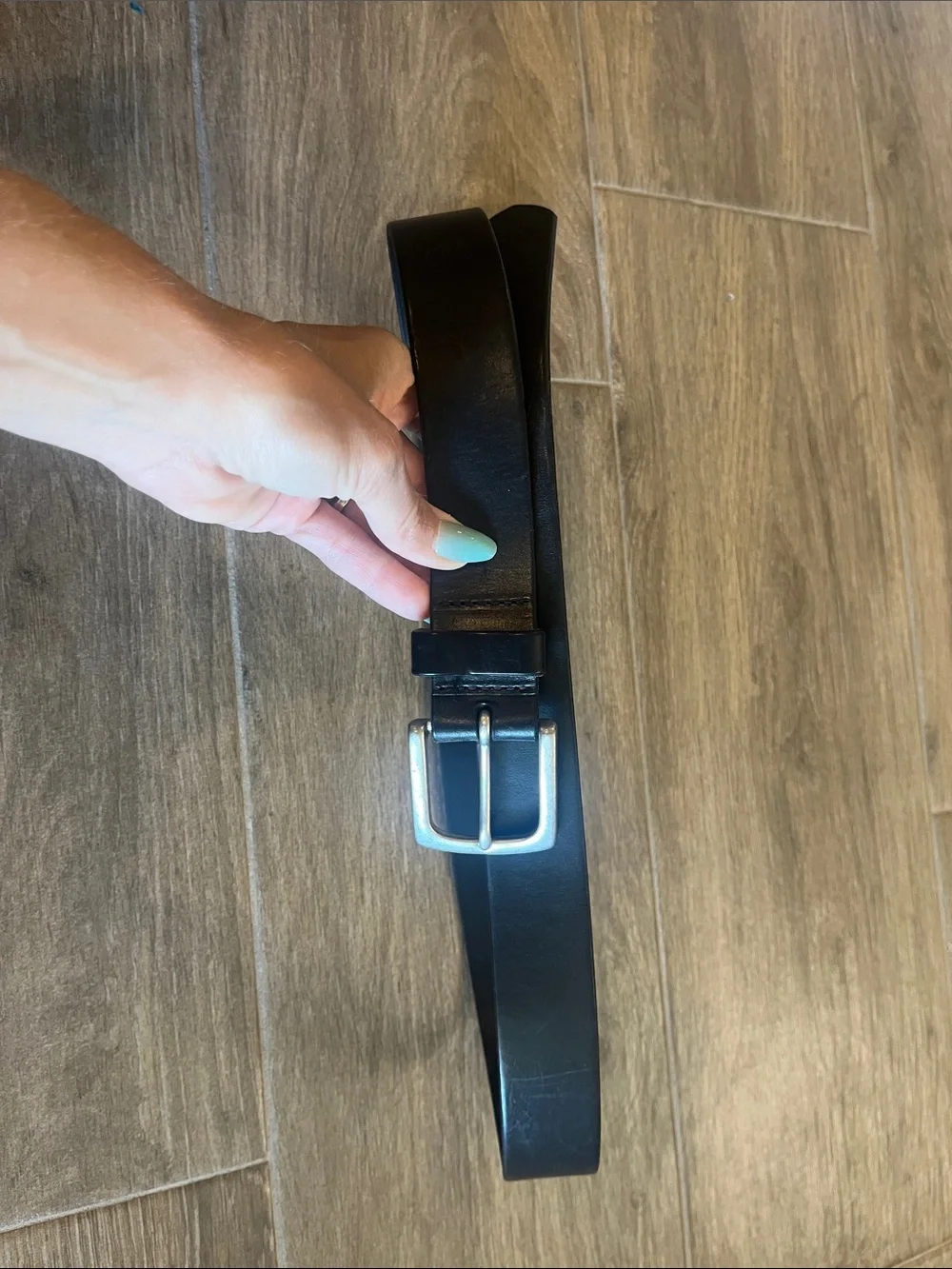 GAP Black Leather Belt with Silver Buckle